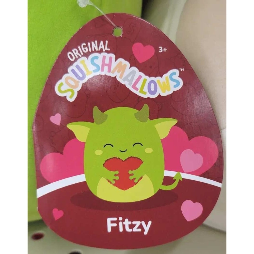 Rare Squishmallow Fitzy Goblin 16" Valentines 2025 NWT Green Fuzzy Heart Plush - Picture 2 of 9
